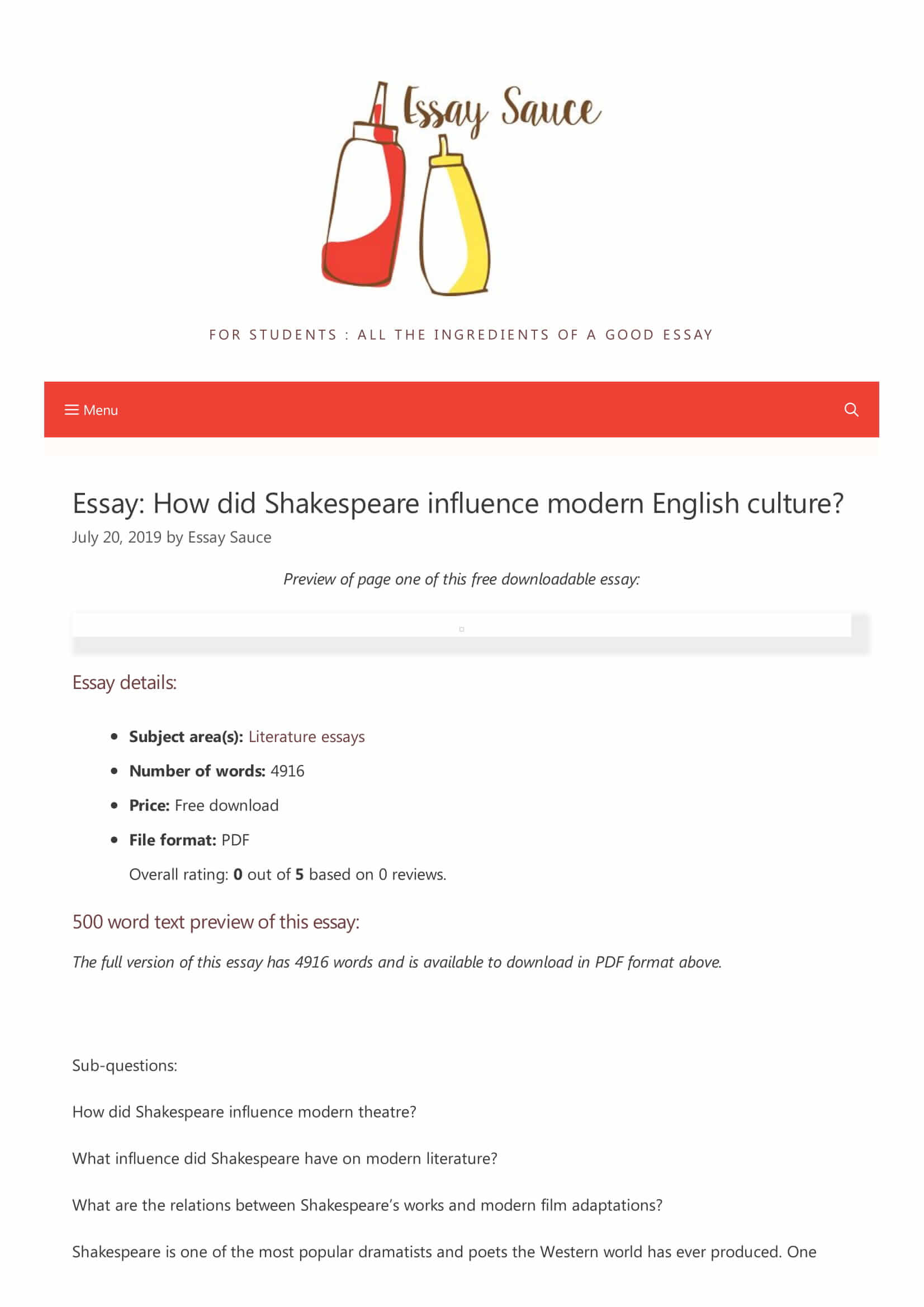 modern english in essay